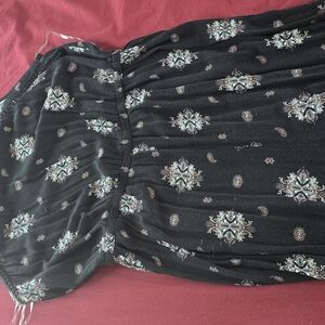 Black Dress with White and Brown Pattern